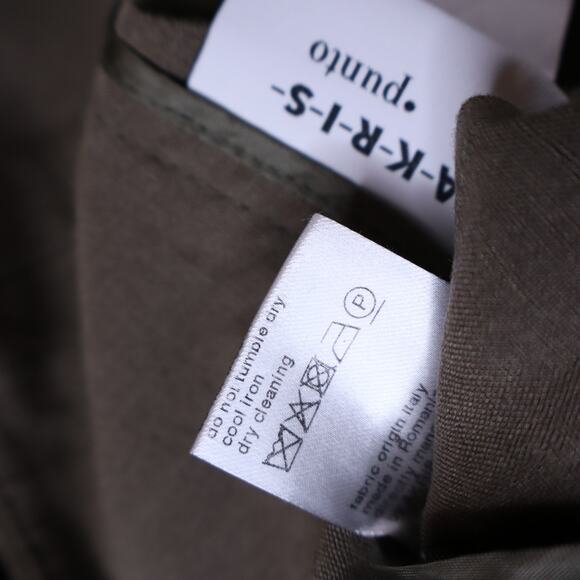 AKRIS PUNTO Fiorella Belted Pants Dark Olive Cropped Wide-Leg Linen Women's 16 - Picture 10 of 10